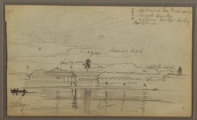 Piirustus, Jokimaisema, 1857 tekijältä Frederic Edwin Church