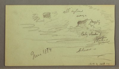 Piirros, Joki vuoren läpi, mahdollisesti 1874 tekijältä Frederic Edwin Church