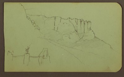 Piirros, kallioseinä, pilasteri; Kääntöpuoli: vuoristomaisema, hahmoja, 1883 tekijältä Frederic Edwin Church