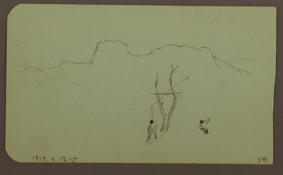 Piirros, kallioseinä, pilasteri; Kääntöpuoli: vuoristomaisema, hahmoja, 1883 tekijältä Frederic Edwin Church