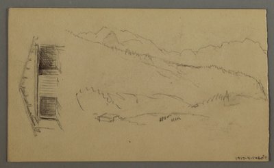 Piirros, katot, portti, vuorenhuiput, elokuu 1868 tekijältä Frederic Edwin Church