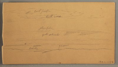 Piirros, Terävät vuorenhuiput, pilvinen taivas, kesäkuu 1874 tekijältä Frederic Edwin Church