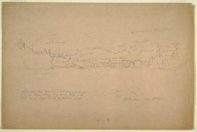 Piirros, järven ranta ja Katahdin-vuoren juuret, 29. elokuuta 1856. tekijältä Frederic Edwin Church