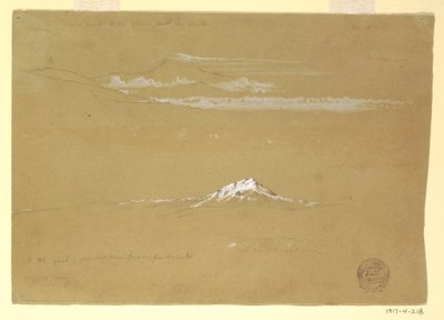 Piirros, Sincholagua, aamu, Auringon temppelistä, Quito, 24. kesäkuuta 1857. tekijältä Frederic Edwin Church