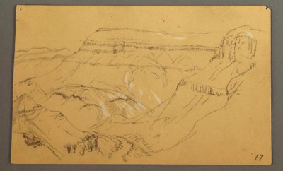Piirros, luonnoksia, El Jemenin laakso, "Arabia", mahdollisesti 1868, 20. helmikuuta 1868. tekijältä Frederic Edwin Church