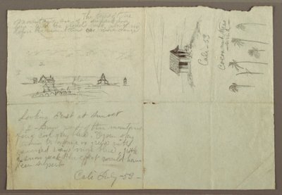 Piirros, Luonnoksia Calésta, Kolumbia, heinäkuu 1853. tekijältä Frederic Edwin Church