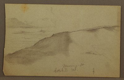 Piirros, Rinteiset vuoret, mahdollisesti 1860-luku tekijältä Frederic Edwin Church