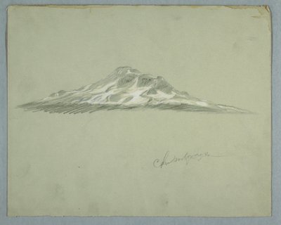 Piirros, Chimborazo-vuoren lumipeitteinen huippu, Ecuador, heinäkuu 1857. tekijältä Frederic Edwin Church