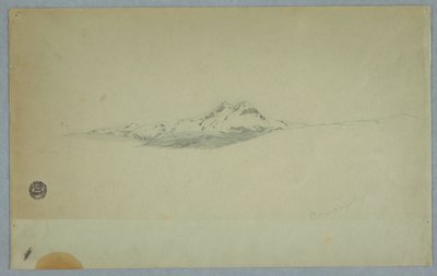 Piirros, Tulivuoren luminen huippu, 1850-60 tekijältä Frederic Edwin Church