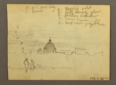 Piirros, Pietarinkirkko ja Vatikaani (pohjoisesta katsottuna), Rooma, Italia, tammikuu 1869. tekijältä Frederic Edwin Church