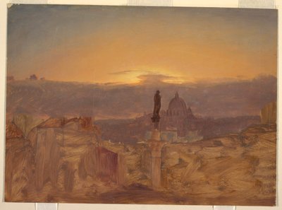 Piirros, Pietarinkirkko Pinciolta, Rooma, loppuvuosi 1868 tai alkuvuosi 1869. tekijältä Frederic Edwin Church