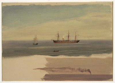 Piirustus, Höyrylaiva ja purjevene, heinäkuu 1859. tekijältä Frederic Edwin Church