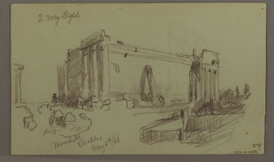 Piirros, Tutkimus temppelin raunioista, 8. toukokuuta 1868. tekijältä Frederic Edwin Church