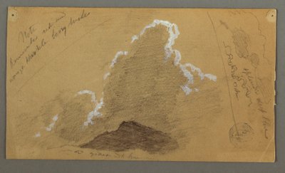 Piirros, Huippu, jossa suuria pilviä, mahdollisesti 1868 tekijältä Frederic Edwin Church
