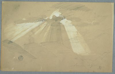 Piirros, Aurinko paistaa pilvien läpi, Jamaika, heinäkuu 1865. tekijältä Frederic Edwin Church