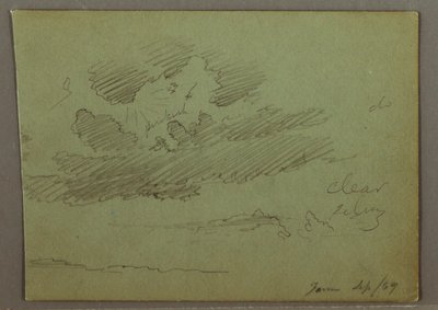 Piirros, Auringonsäde pilvien takana, syyskuu 1869 tekijältä Frederic Edwin Church