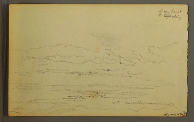Piirros, Aurinko laskee matalien kukkuloiden taakse, 1845 tekijältä Frederic Edwin Church