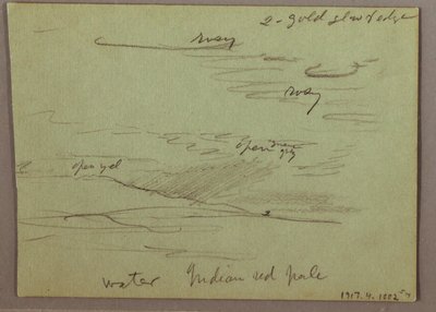 Piirros, auringonlasku, lapsi syömässä, 22. joulukuuta 1870 tekijältä Frederic Edwin Church