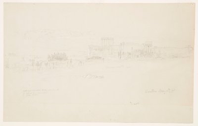 Piirros, temppelit, Baalbek, 6. toukokuuta 1868. tekijältä Frederic Edwin Church