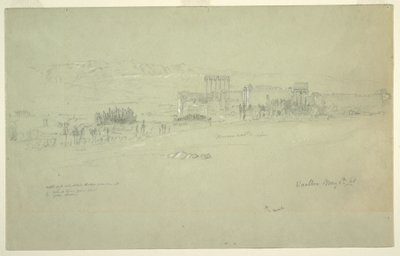 Piirros, temppelit, Baalbek, 6. toukokuuta 1868. tekijältä Frederic Edwin Church