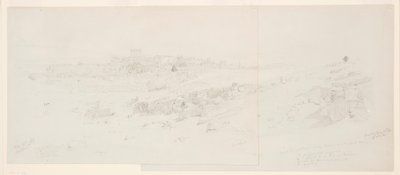 Piirros, Temppelit aamulla, Baalbek, 12. toukokuuta 1868. tekijältä Frederic Edwin Church