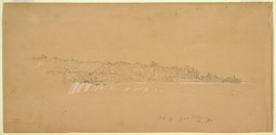 Piirros, Terrapin Rocks amp; Goat Islandin itäosa Kanadan rannalta, elokuu 1858. tekijältä Frederic Edwin Church