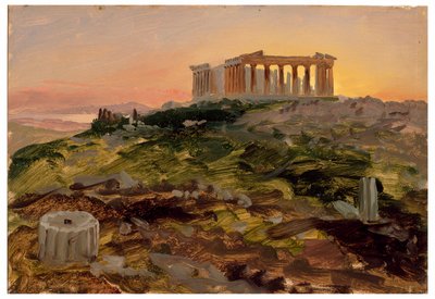 Piirros, Parthenon kaakosta, huhtikuu 1869. tekijältä Frederic Edwin Church