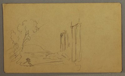 Piirros, Puut, klassiset pylväät, mahdollisesti 1865-66. tekijältä Frederic Edwin Church