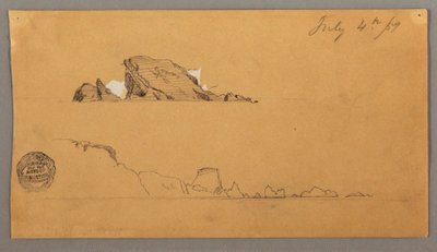 Piirros, Kaksi jäävuorta, 4. heinäkuuta 1859. tekijältä Frederic Edwin Church
