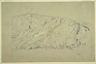 Piirros, Suuren altaan yläosa, Katahdin-vuori, syyskuu 1877. tekijältä Frederic Edwin Church