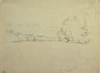 Piirros, Upper Togue Lake, n. 1885. tekijältä Frederic Edwin Church