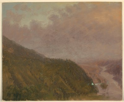 Piirros, Laakso korkean kukkulan laelta (Eurooppa), 1860-70 tekijältä Frederic Edwin Church
