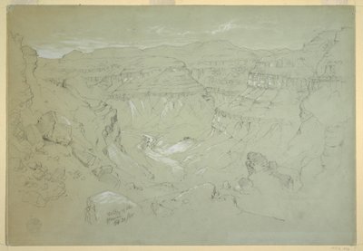Piirros, El Jemenin laakso, 20. helmikuuta 1868. tekijältä Frederic Edwin Church