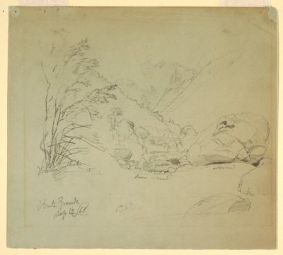 Piirros, laakso ja silta lähellä Macugnagaa, 12. syyskuuta 1868. tekijältä Frederic Edwin Church