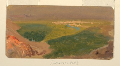 Piirros, Näkymä kohti Damaskosta, Syyria, 24. huhtikuuta - 16. toukokuuta 1868. tekijältä Frederic Edwin Church