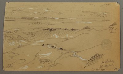 Piirros, Näkymä Wady el-Arabahin poikki, 20. helmikuuta 1868. tekijältä Frederic Edwin Church