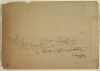 Piirros, Näkymä Grand Mananin saarelta, Kanadasta, merelle, syyskuu 1851. tekijältä Frederic Edwin Church