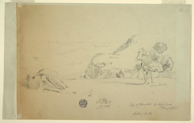 Piirros, Näkymä kukkulalta Suk wadin länsipuolelta, 4. toukokuuta 1868. tekijältä Frederic Edwin Church