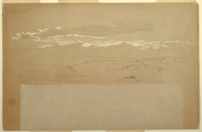 Piirros, Näkymä vuoristoon, Ecuador, 27. kesäkuuta 1857. tekijältä Frederic Edwin Church