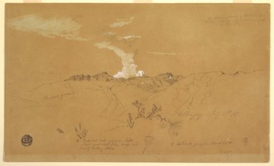 Piirros, tulivuori, Sangay, 11. heinäkuuta 1857. tekijältä Frederic Edwin Church