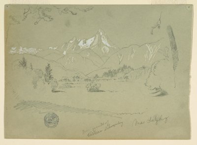 Piirros, Watzmann Aigenin linnasta Salzburgin lähellä, kesä-heinäkuu 1868. tekijältä Frederic Edwin Church