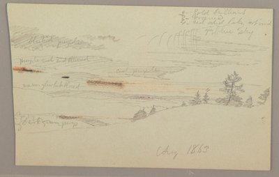 Piirros, Metsäinen rinne, Hill country, 1863 tekijältä Frederic Edwin Church