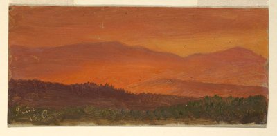 Hudson Valley ja Distant Mountains auringonlaskun aikaan tekijältä Frederic Edwin Church