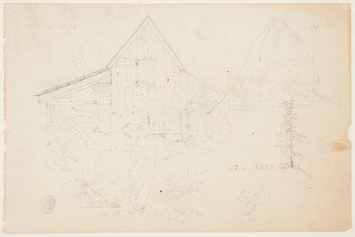 Luonnos navetta ja heinäsuovasta tekijältä Frederic Edwin Church