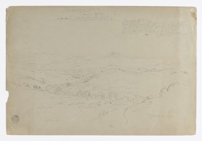 Tutkimus.  Maisema ja Mount Puresé.  Luonnos.  Maisema. tekijältä Frederic Edwin Church