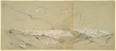 Ylä-Aletsch-jäätikkö, jossa on suuri Fusshorn tekijältä Frederic Edwin Church