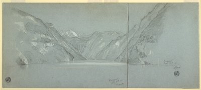 Näkymä Königssee-järvelle Falkensteinin kanssa, lähellä Berchtesgadenia, Baijeri, Saksa, osa 2 tekijältä Frederic Edwin Church