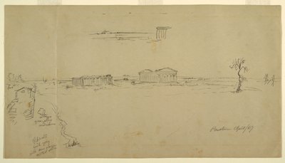 Näkymät basilikaan ja Neptunuksen temppelille, Paestum, Italia tekijältä Frederic Edwin Church