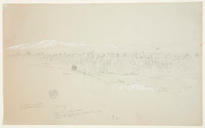 Kuseiyehin kylä, Libanon-vuori kaukana tekijältä Frederic Edwin Church