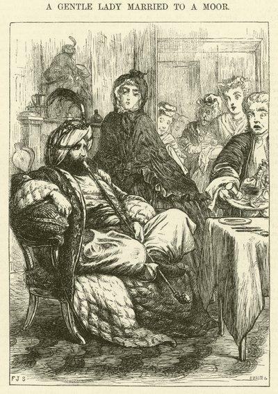 Lempeä nainen naimisissa mauriin kanssa (kaiverrus) tekijältä Frederic James Shields